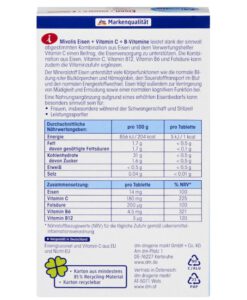 Viên uống bổ sung sắt Mivolis Eisen + Vitamin C + B-Vitamine, 40 viên
