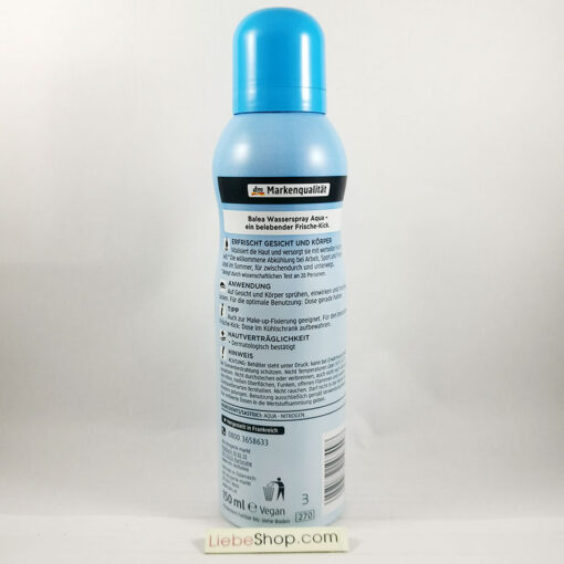 Xịt khoáng Balea Wasserspray Aqua khoáng tinh khiết, 150 ml