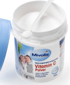 Bột vitamin C nguyên chất Mivolis Vitamin C Pulver - Ascorbic Acid, 100g