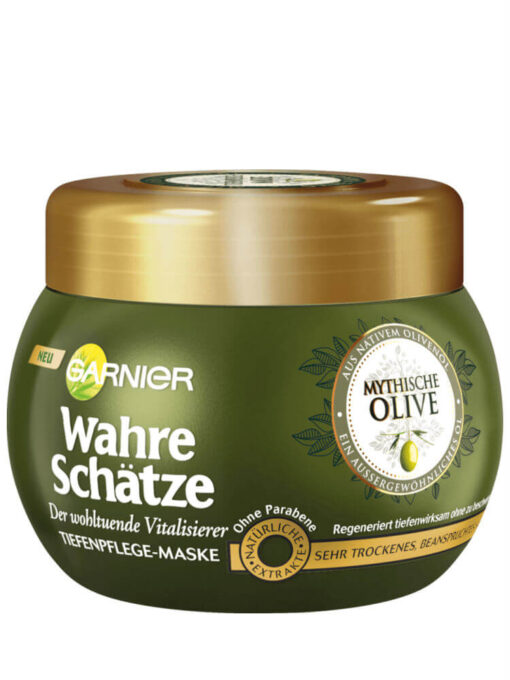 Kem ủ tóc GARNIER Wahre Schätze Mythische Olive cho tóc khô và hư tổn, 300ml
