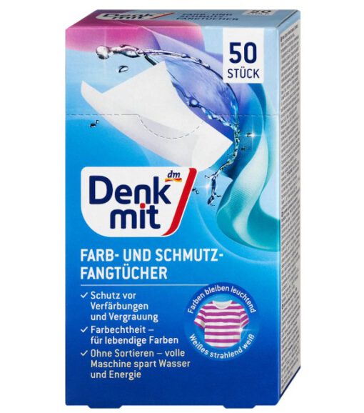 Miếng giặt chống phai, hút màu quần áo Denkmit Farb- & Schmutzfangtucher, 50 miếng