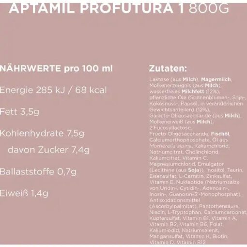 Sữa Aptamil Profutura 1 cho bé từ 0-6 tháng tuổi, 800g