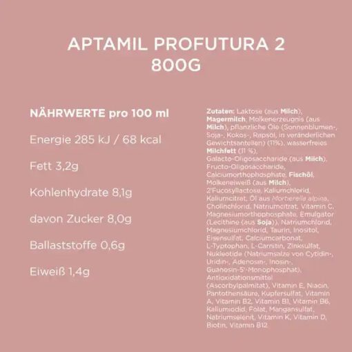 Sữa Aptamil Profutura 2 cho bé trên 6 tháng tuổi, 800g