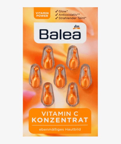 Viên nang dưỡng da Balea Konzentrat Vitamin C sáng da, mờ thâm nám, 7 viên