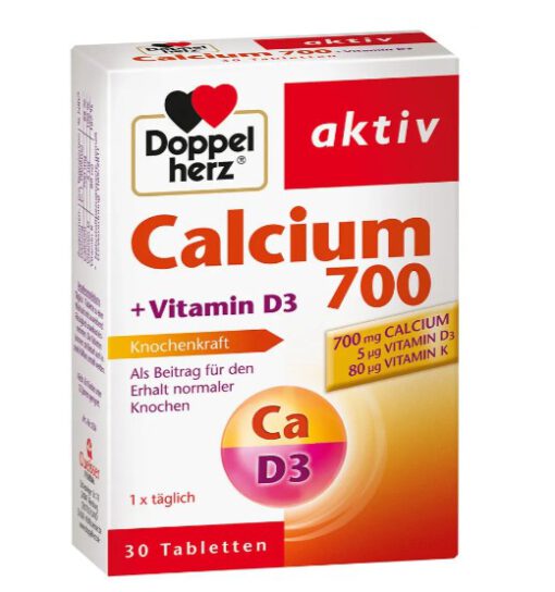 Viên uống bổ sung canxi Doppelherz Calcium 700 + vitamin D3, 30 viên