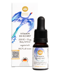Vitamin D3 + K2 MK7 SUNDAY NATURAL 200 IU + 15µg chống còi xương, tăng chiều cao, 10ml