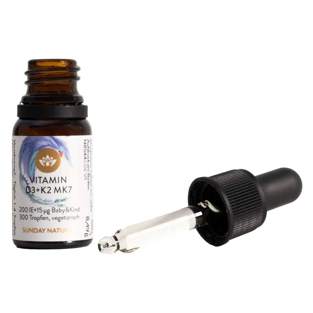 Vitamin D3 + K2 MK7 SUNDAY NATURAL 200 IU + 15µg chống còi xương, tăng chiều cao, 10ml Vitamin D3 + K2 MK7 SUNDAY NATURAL 200 IU + 15µg chống còi xương, tăng chiều cao, 10ml