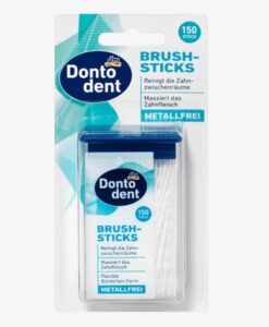 Tăm xỉa răng Dontodent Brush Sticks que nhựa 2 đầu, 150 chiếc