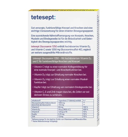 Viên uống bổ sụn khớp Tetesept Glucosamin 1250, 30 viên Viên uống bổ sụn khớp Tetesept Glucosamin 1250, 30 viên
