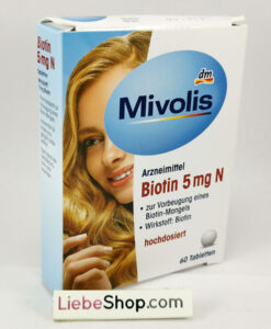 Viên uống Mivolis Biotin 5mg N đẹp da, tóc và móng, ngăn rụng tóc, 60 viên