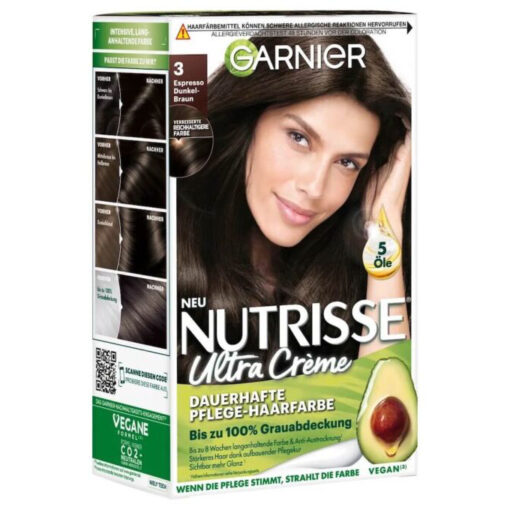 Thuốc nhuộm tóc Garnier Nutrisse 3 Espresso Dunkelbraun - màu nâu sẫm cà phê, 1 hộp