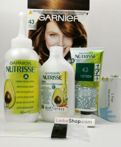 Thuốc nhuộm tóc Garnier Nutrisse 43 Capuccino Goldbraun - màu nâu vàng cà phê sữa, 1 hộp