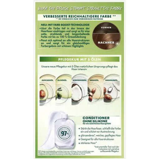 Thuốc nhuộm tóc Garnier Nutrisse 5.35 Goldenes Rehbraun - màu nâu vàng, 1 hộp