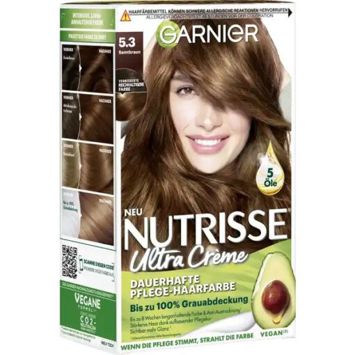 Thuốc nhuộm tóc Garnier Nutrisse 5.3 Samtbraun - màu nâu hạt dẻ, 1 bộ