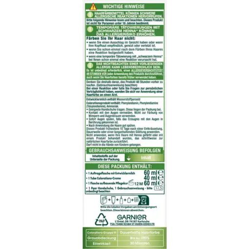 Thuốc nhuộm tóc Garnier Nutrisse 5.3 Samtbraun - màu nâu hạt dẻ, 1 bộ