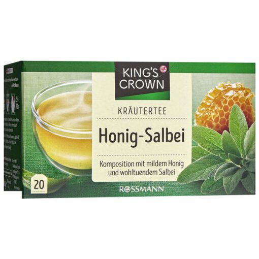 Trà thảo dược King's Crown Kräutertee Honig-Salbei từ mật ong và cây xô thơm, 20 gói