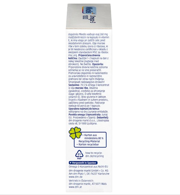 Viên nang dầu cá Mivolis Omega-3 1000 mg, 60 viên Viên nang dầu cá Mivolis Omega-3 1000 mg, 60 viên