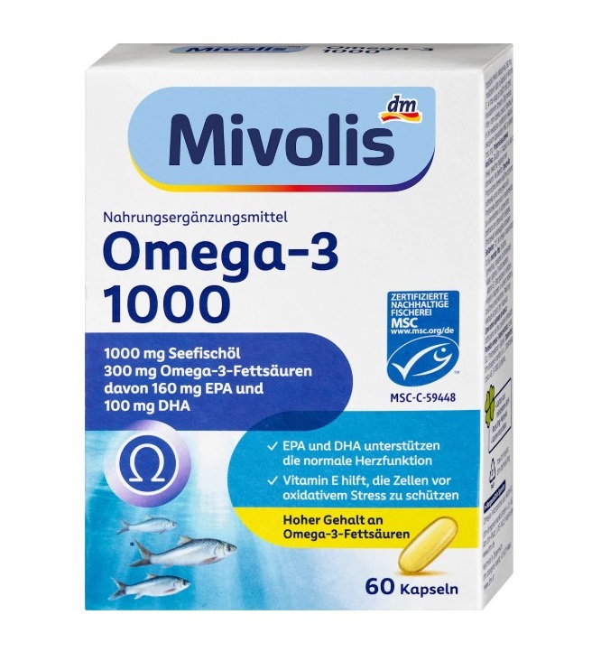 Viên nang dầu cá Mivolis Omega-3 1000 mg, 60 viên