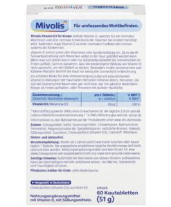 Viên ngậm Mivolis Vitamin D3 für Kinder bổ sung vitamin D3 cho trẻ em từ 4 tuổi, 60 viên