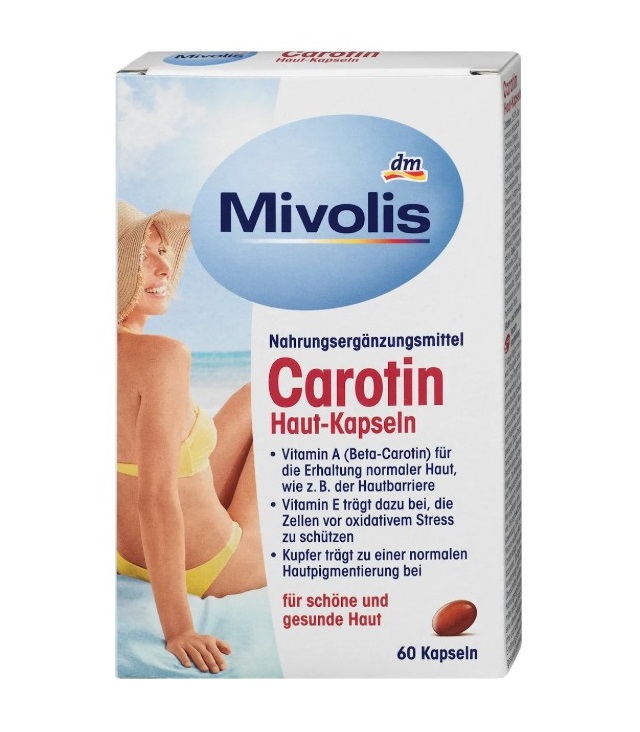 Viên uống chống nắng Mivolis Carotin Haut-Kapseln, 60 viên