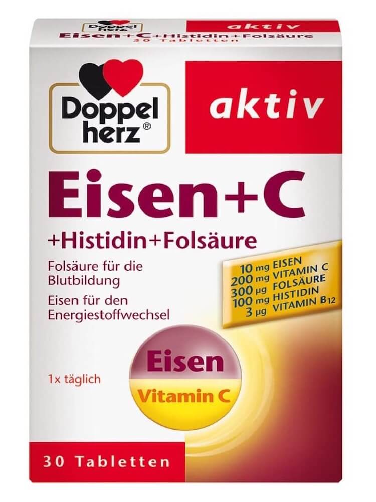 Viên sắt Doppelherz Eisen + C + Histidin + Folsäure, 30 viên