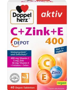 Viên uống Doppelherz aktiv C+Zink+E 400 Depot bổ sung kẽm và vitamin, 40 viên