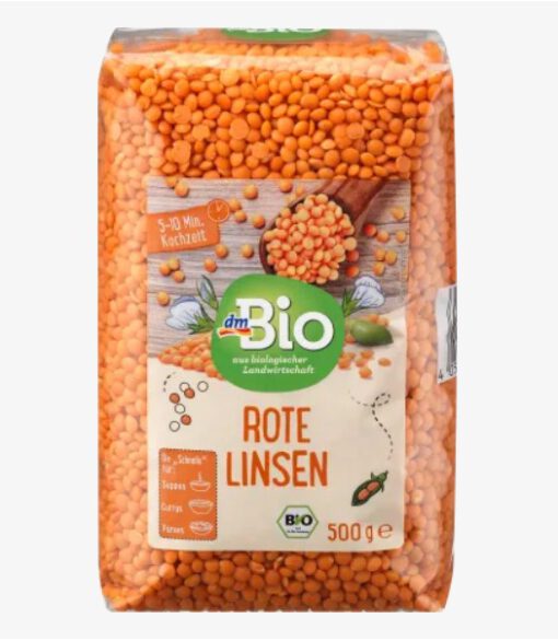 Đậu lăng đỏ hữu cơ dmBio Rote Linsen, 500 g