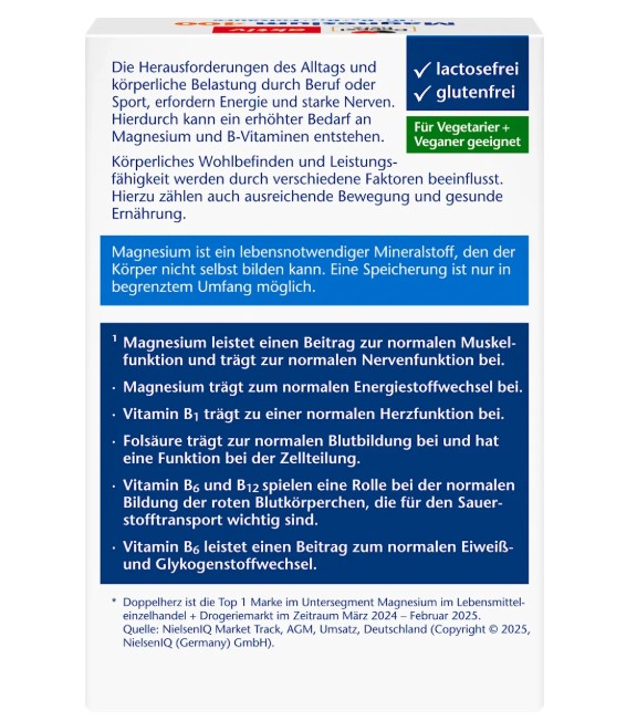 Viên uống Doppelherz Magnesium 400 + B1 + B6 + B12 + Folsäure, 30 viên Viên uống Doppelherz Magnesium 400 + B1 + B6 + B12 + Folsäure, 30 viên