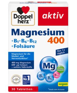 Viên uống Doppelherz Magnesium 400 + B1 + B6 + B12 + Folsäure, 30 viên