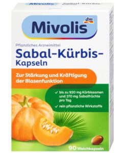 Viên uống trị tiểu đêm Mivolis Sabal Kurbis Kapseln hỗ trợ tuyến tiền liệt và bàng quang, 90 viên