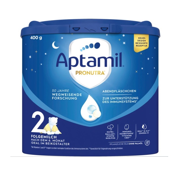 Sữa Aptamil Abendfläschchen Folgemilch 2 ban đêm cho bé trên 6 tháng tuổi, 400g
