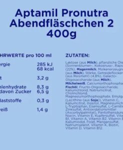 Sữa Aptamil Abendfläschchen Folgemilch 2 ban đêm cho bé trên 6 tháng tuổi, 400g