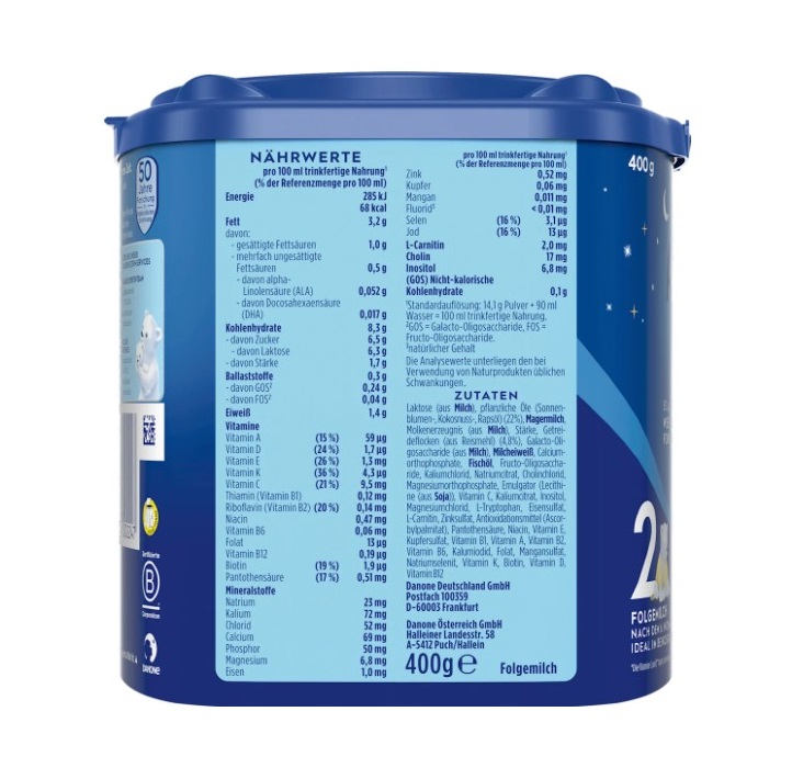 Sữa Aptamil Abendfläschchen Folgemilch 2 ban đêm cho bé trên 6 tháng tuổi, 400g Sữa Aptamil Abendfläschchen Folgemilch 2 ban đêm cho bé trên 6 tháng tuổi, 400g