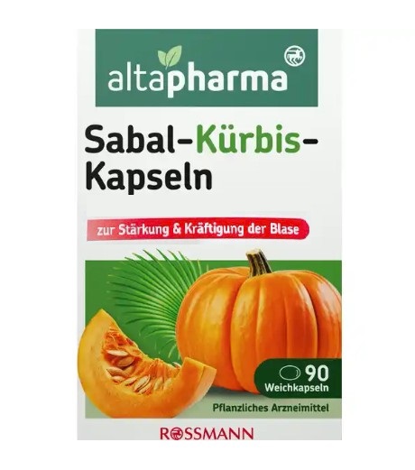 Viên uống trị tiểu đêm altapharma Sabal Kurbis Kapseln hỗ trợ tuyến tiền liệt và bàng quang, 90 viên