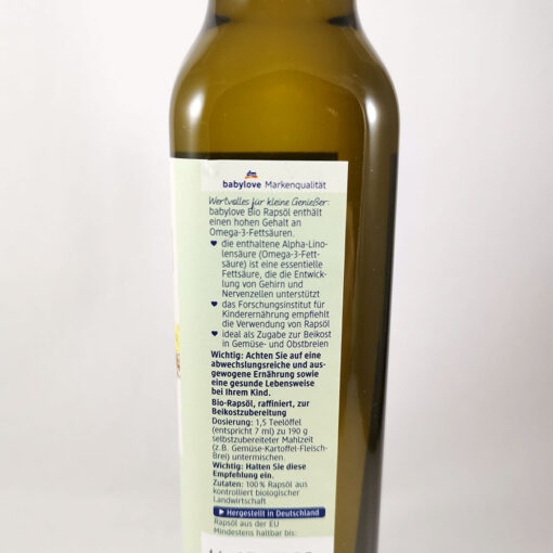 Dầu hạt cải hữu cơ babylove Bio-Rapsol, 250 ml