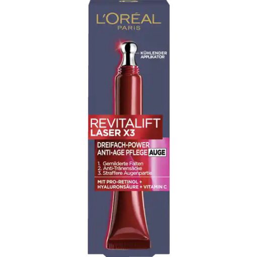 Kem dưỡng mắt Loreal Revitalift Laser X3 AUGE chống lão hóa, giảm nếp nhăn, 15ml