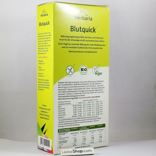 Siro sắt hữu cơ Herbaria Blutquick bổ sung sắt và vitamin, 500ml