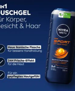 Tắm gội nam NIVEA MEN Sport, 500 ml