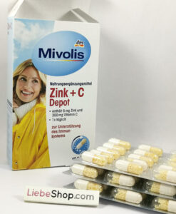 Viên uống Mivolis Zink + C Depot bổ sung kẽm và vitamin C, 60 viên