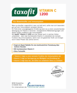 Viên uống taxofit Vitamin C 1200 hỗ trợ hệ miễn dịch, tăng đề kháng, 30 viên