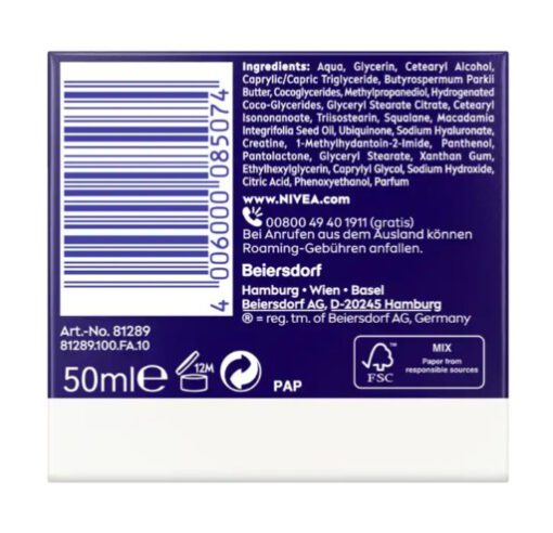 Kem dưỡng da Nivea Q10 Anti-Falten Power Regenerierend ban đêm, 50 ml