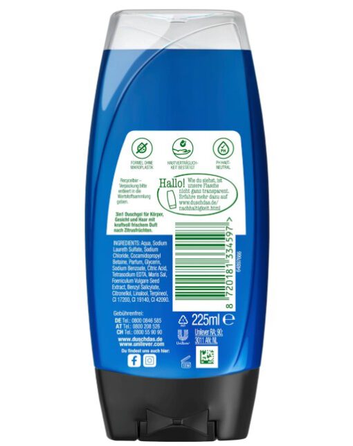 Tắm gội nam duschdas Sport 3in1, 225ml