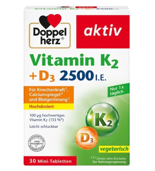 Viên uống Doppelherz Vitamin K2 + D3 2500 I.E., 30 viên