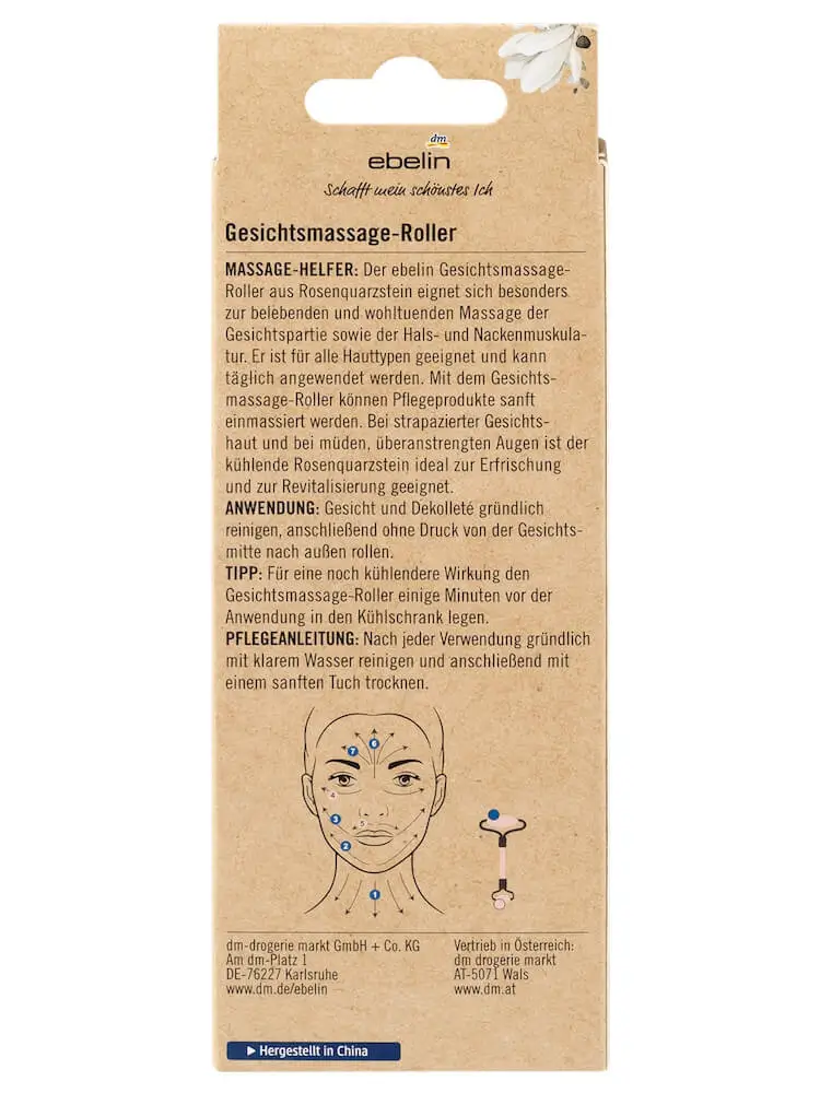 Cây lăn mặt Ebelin Gesichtsmassage-Roller thạch anh hồng, 1 chiếc Cây lăn mặt Ebelin Gesichtsmassage-Roller thạch anh hồng, 1 chiếc