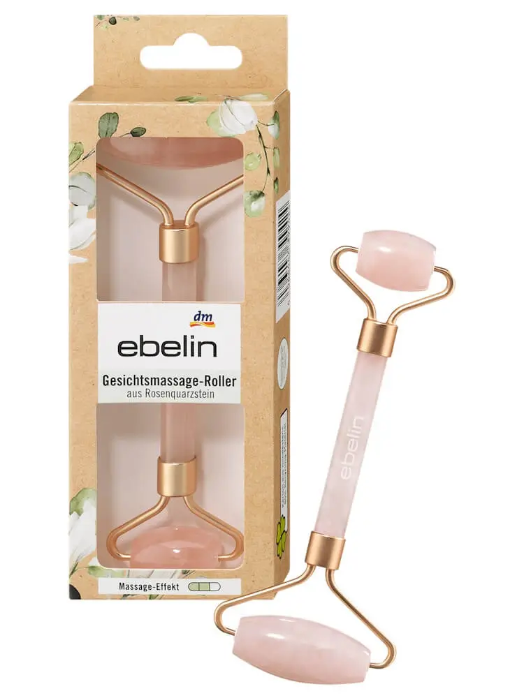 Cây lăn mặt Ebelin Gesichtsmassage-Roller thạch anh hồng, 1 chiếc