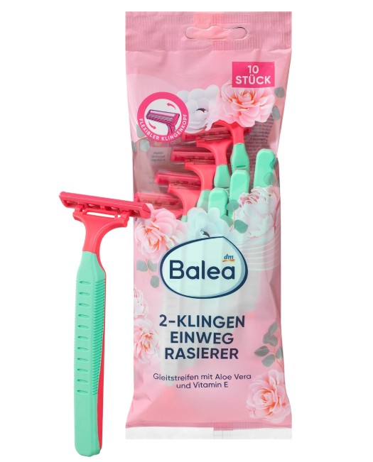 SET Dao cạo Balea 2-Klingen Einweg Rasierer lưỡi kép cho nữ, 10 chiếc