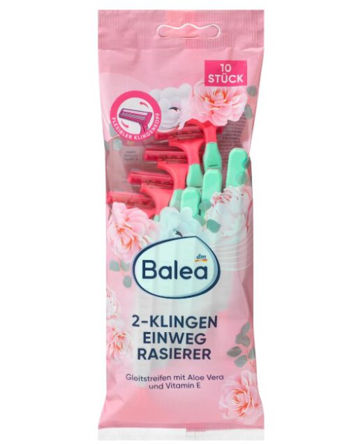 SET Dao cạo Balea 2-Klingen Einweg Rasierer lưỡi kép cho nữ, 10 chiếc