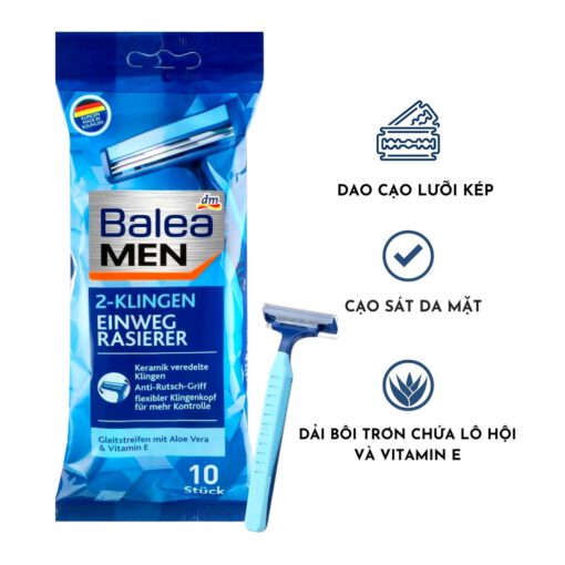 SET Dao cạo râu Balea Men 2-Klingen Einweg Rasierer lưỡi kép, 10 chiếc