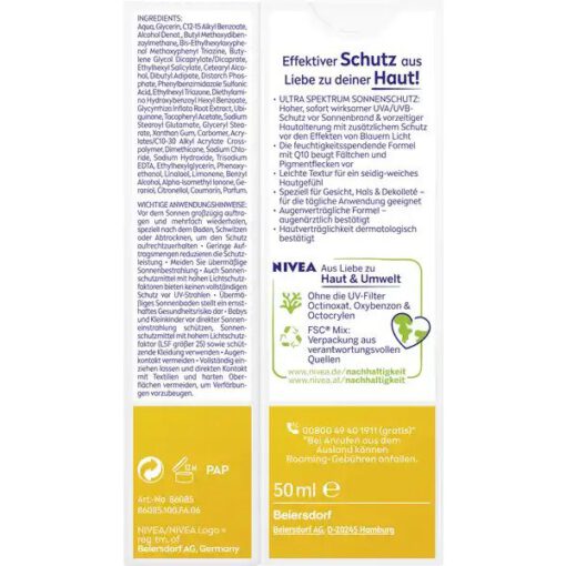 Kem chống nắng NIVEA SUN Anti-Age Sonnenschutz Q10 chống lão hóa LFS30, 50 ml