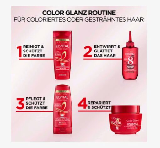 Kem ủ tóc Loreal Paris Elvital Color Glanz Pflege-Maske cho tóc nhuộm, 250 ml